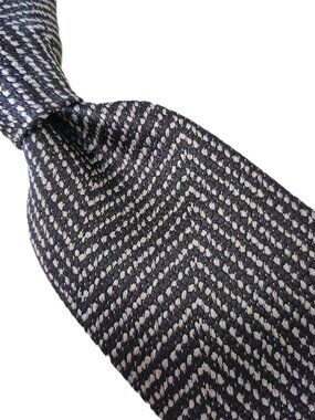 NWT TOM FORD Dark Gray Silver Large Zigzag Woven Silk Tie Italy $270